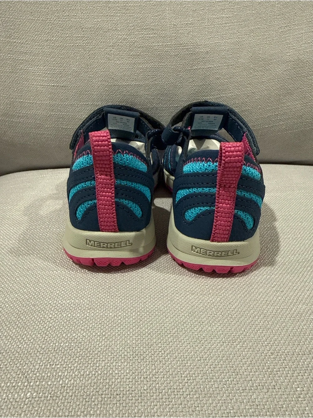Merrell Navy & Teal Kids Active Sandals with Pink Accents